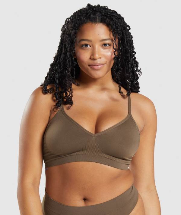 Damske Spodne Pradlo Gymshark Seamless Low Neck Bralette Hnede | NX5037814